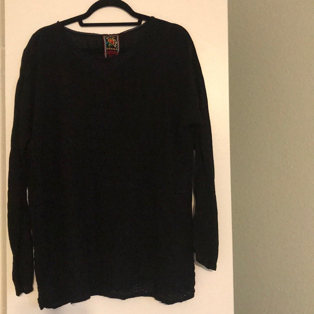 Johnny Was Black eyelet blouse size L